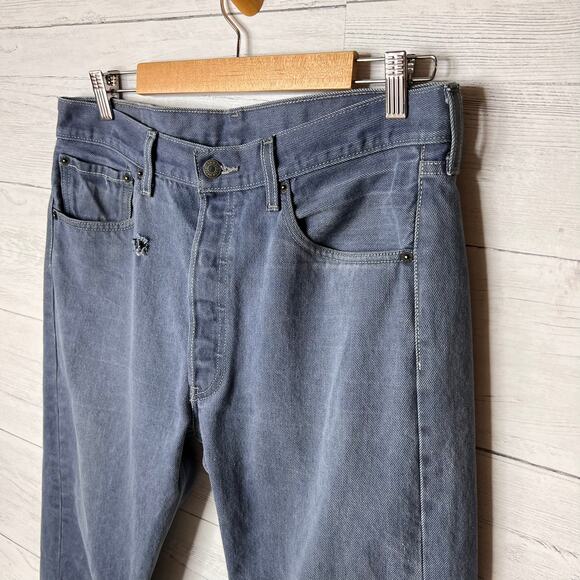 Levis Jeans Mens Size 34 X 30 Slate Blue Gray 501 Button Fly Straight Leg - Picture 9 of 16